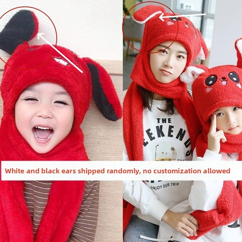 Шапка с ушички заек - зимна, топла и ветроустойчива (материал Shu velvet; куполна върха; защита на врата)