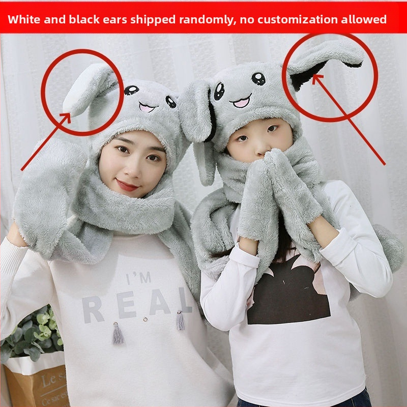 Шапка с ушички заек - зимна, топла и ветроустойчива (материал Shu velvet; куполна върха; защита на врата)