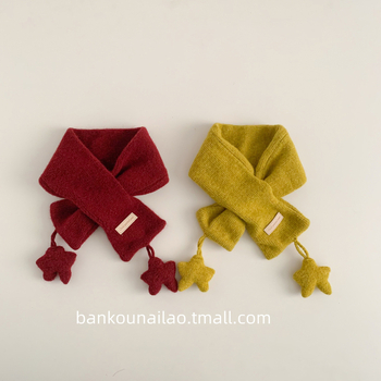 Παιδικός πλεκτός κασκόλ σε κορεάτικο στυλ με σχέδιο αστεριού – ζεστός για τον χειμώνα, για αγόρια και κορίτσια