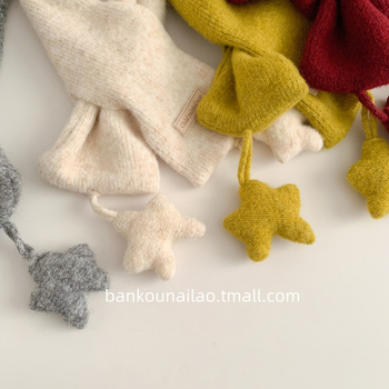 Παιδικός πλεκτός κασκόλ σε κορεάτικο στυλ με σχέδιο αστεριού – ζεστός για τον χειμώνα, για αγόρια και κορίτσια