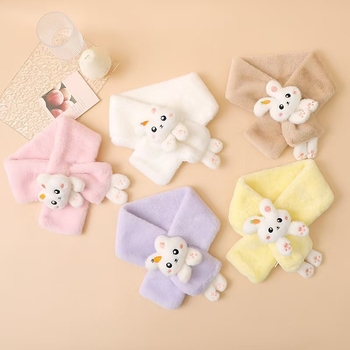 Vaikų šalikas Korėjiško stiliaus, poliesteris, šilta žiemai, animacinis triušio ir morkos raštas, stačiakampė forma