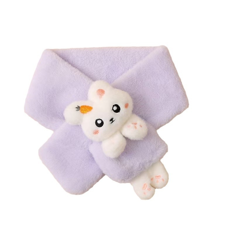 Laste sall Korea stiilis, polüester, soe talveks, jänese ja porgandi motiiv, ristkülikukujuline