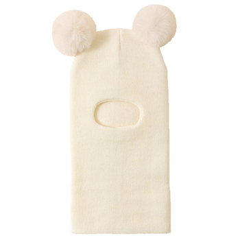 Плетена зимна детска шапка с защита за ушите и интегриран шал за врата — куполна форма, ръб надолу, топлинна и ветроустойчива, за деца на 6–12 месеца и 1–2 години