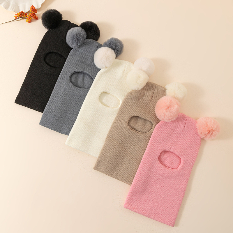 Плетена зимна детска шапка с защита за ушите и интегриран шал за врата — куполна форма, ръб надолу, топлинна и ветроустойчива, за деца на 6–12 месеца и 1–2 години