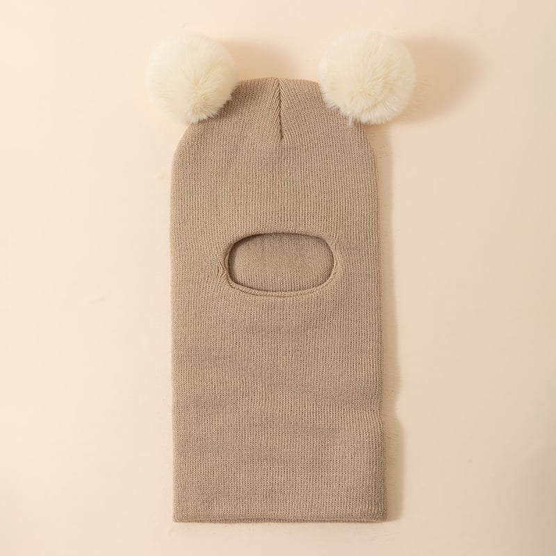 Плетена зимна детска шапка с защита за ушите и интегриран шал за врата — куполна форма, ръб надолу, топлинна и ветроустойчива, за деца на 6–12 месеца и 1–2 години