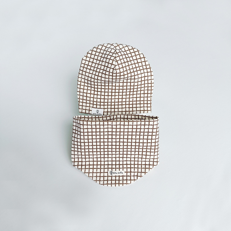 Памучен комплект шапка и шал за бебета - дишащ, абсорбиращ потта, ветроустойчив