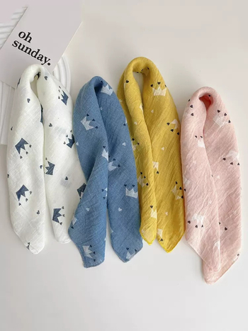 Laste puuvillane ruuduline sall – unisex, karikatuuride muster, lihtne kudumine, soe, tie-dye värvimine