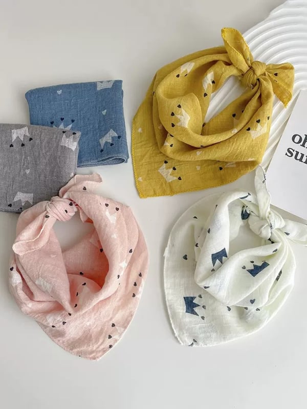 Laste puuvillane ruuduline sall – unisex, karikatuuride muster, lihtne kudumine, soe, tie-dye värvimine