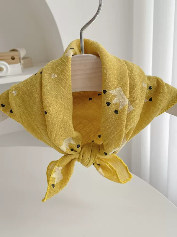 Laste puuvillane ruuduline sall – unisex, karikatuuride muster, lihtne kudumine, soe, tie-dye värvimine