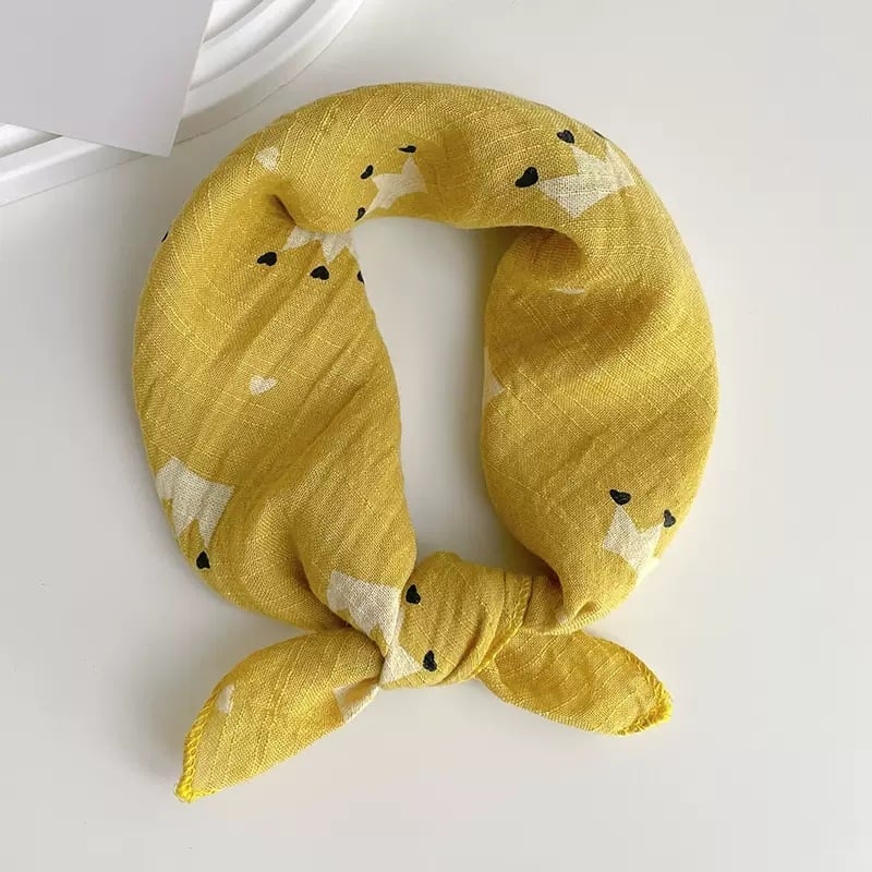 Laste puuvillane ruuduline sall – unisex, karikatuuride muster, lihtne kudumine, soe, tie-dye värvimine