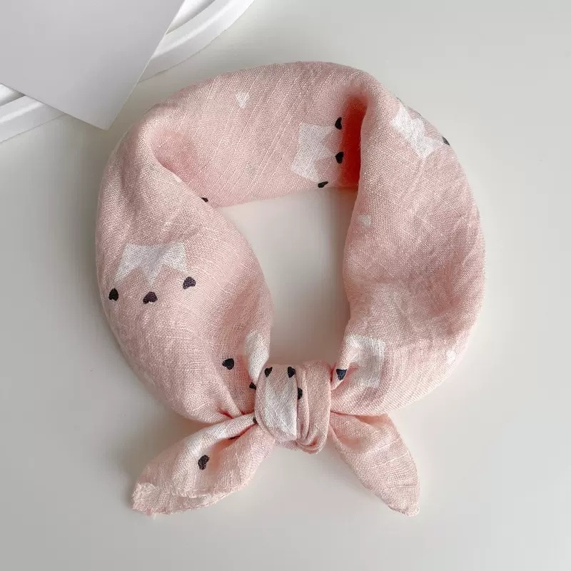 Laste puuvillane ruuduline sall – unisex, karikatuuride muster, lihtne kudumine, soe, tie-dye värvimine