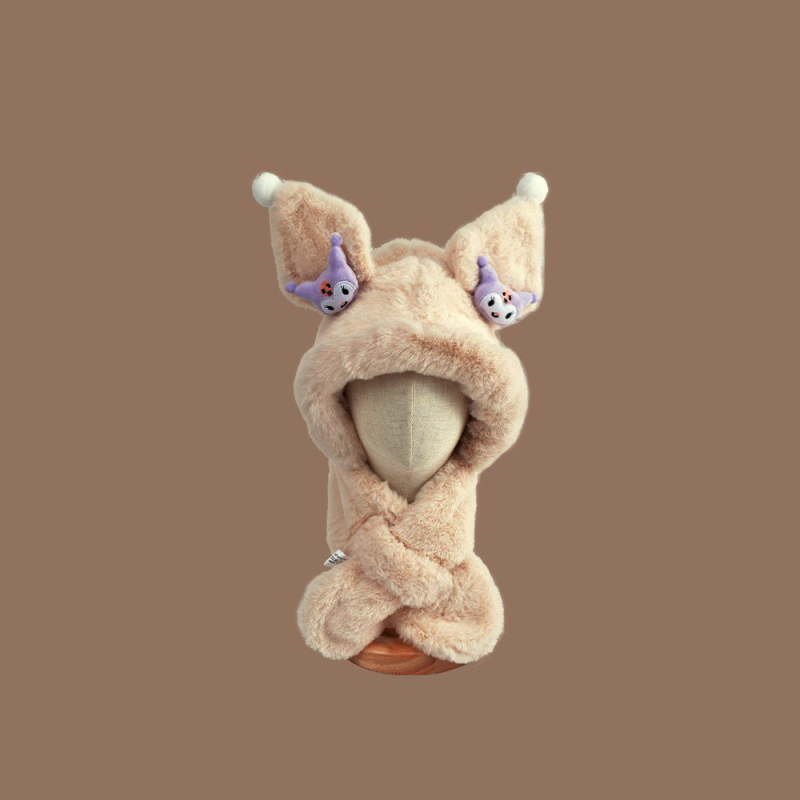 Vaikų žieminė kepurė-palaidinė su kaklo apsauga — kupolo formos viršus, vėjo atsparus, Rex triušio kailis, žakardo mezginys, 2–10 metų