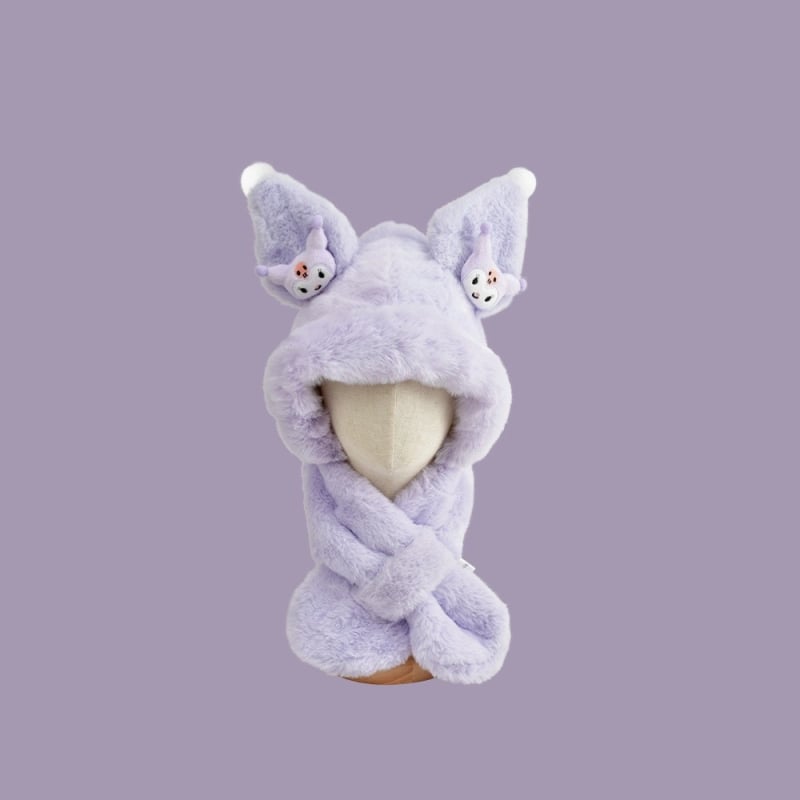 Vaikų žieminė kepurė-palaidinė su kaklo apsauga — kupolo formos viršus, vėjo atsparus, Rex triušio kailis, žakardo mezginys, 2–10 metų