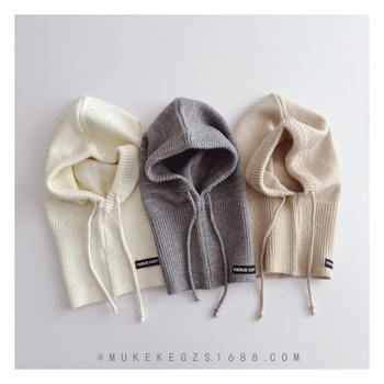 Vaikų balaklavinė kepurė su integruotu šaliku ir ausų apsauga, žiemos šiluma, akrilinis mezgimas, amžius 2–10 metų, Little Dumb Baby