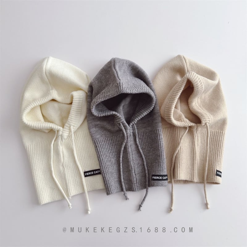 Vaikų balaklavinė kepurė su integruotu šaliku ir ausų apsauga, žiemos šiluma, akrilinis mezgimas, amžius 2–10 metų, Little Dumb Baby