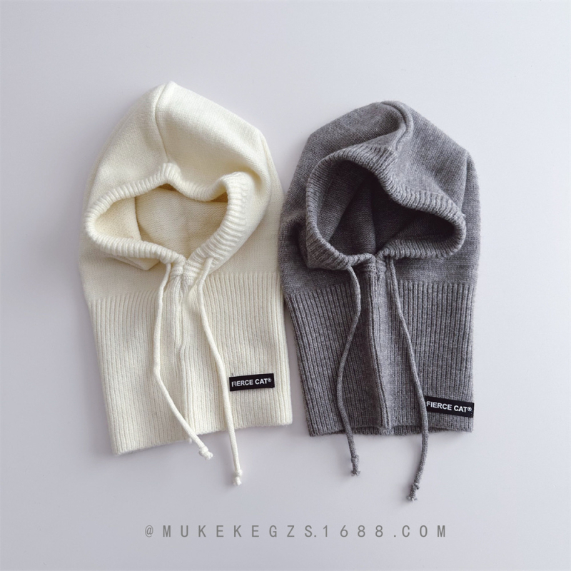 Vaikų balaklavinė kepurė su integruotu šaliku ir ausų apsauga, žiemos šiluma, akrilinis mezgimas, amžius 2–10 metų, Little Dumb Baby