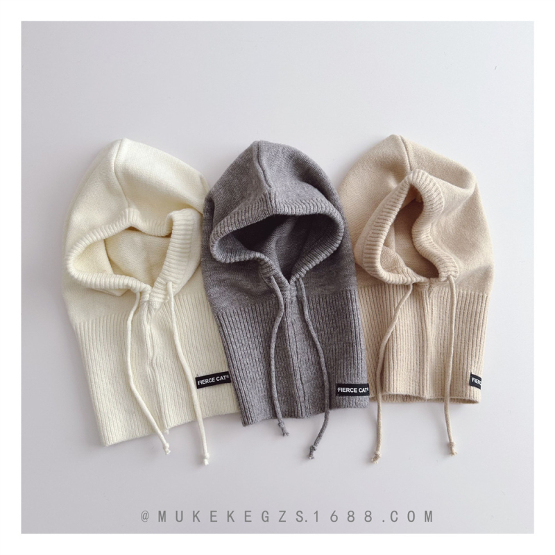 Vaikų balaklavinė kepurė su integruotu šaliku ir ausų apsauga, žiemos šiluma, akrilinis mezgimas, amžius 2–10 metų, Little Dumb Baby