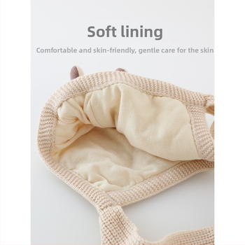 Kūdikių žieminė kepurė su integruotu šaliku ir ausų apsauga su elnio ragų motyvu – šilta, vėjui atspari, medvilnė