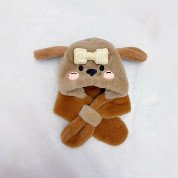 Vaikų kepurės ir šaliko komplektas su šuniuko atvaizdu – viengubis komplektas, fleece pamušalas, žieminis šilumas, vėjo atsparumas, 4–6 ir 8–10 metų