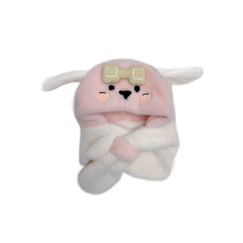 Vaikų kepurės ir šaliko komplektas su šuniuko atvaizdu – viengubis komplektas, fleece pamušalas, žieminis šilumas, vėjo atsparumas, 4–6 ir 8–10 metų