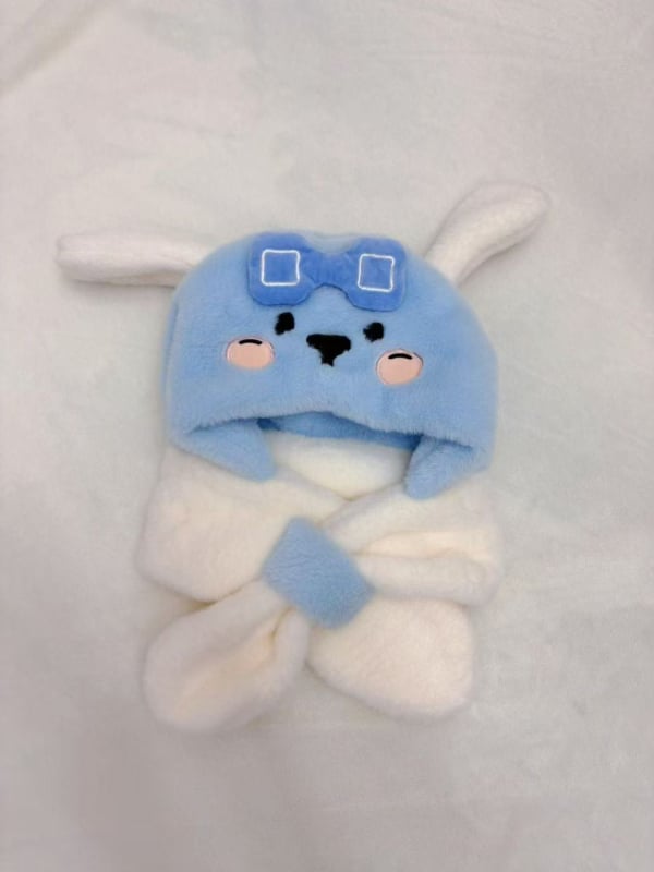 Vaikų kepurės ir šaliko komplektas su šuniuko atvaizdu – viengubis komplektas, fleece pamušalas, žieminis šilumas, vėjo atsparumas, 4–6 ir 8–10 metų