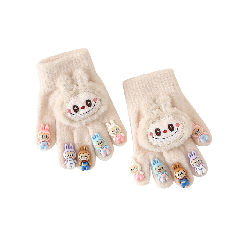 Dječje tople rukavice s podijeljenim prstima (unisex, pletene, Jacquard uzorak, monokromni dizajn, za dob 3–8 godina)