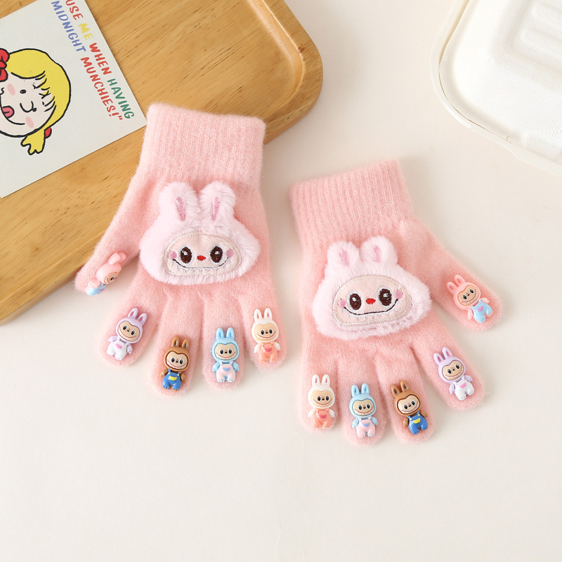 Dječje tople rukavice s podijeljenim prstima (unisex, pletene, Jacquard uzorak, monokromni dizajn, za dob 3–8 godina)