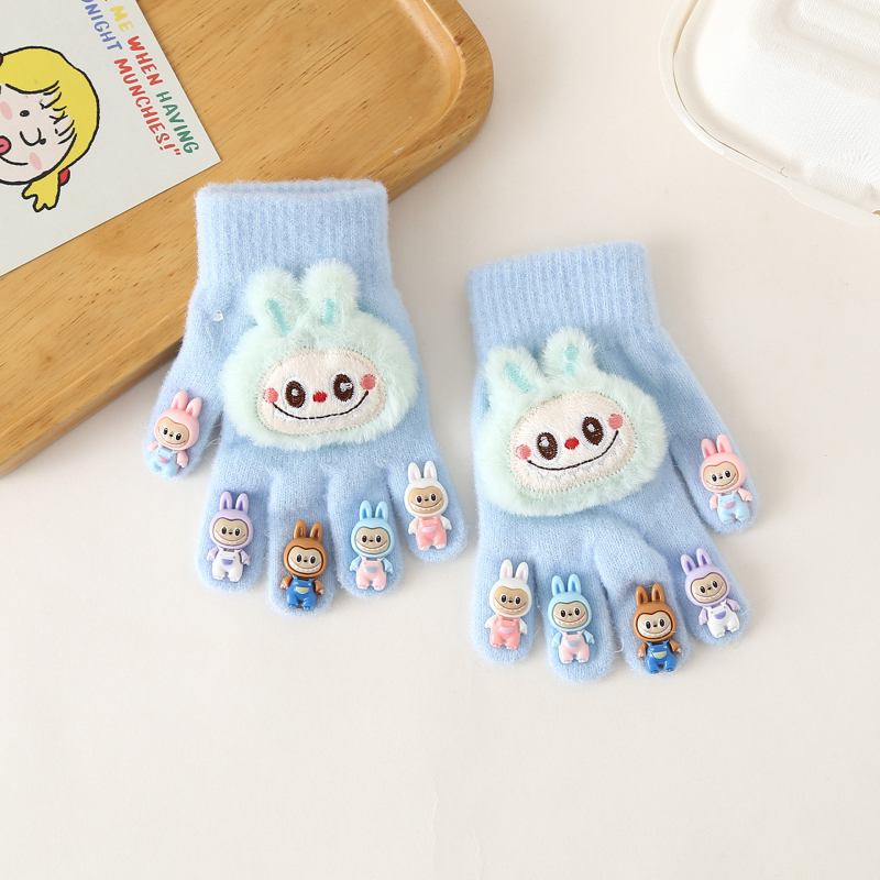 Dječje tople rukavice s podijeljenim prstima (unisex, pletene, Jacquard uzorak, monokromni dizajn, za dob 3–8 godina)