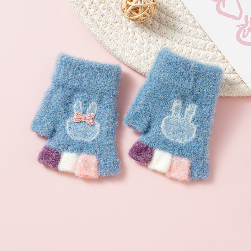 Bebe zimske rukavice s pola prsta, 0-3 godine, unisex, pletene, jacquard, s motivom soba, zadržavaju toplinu