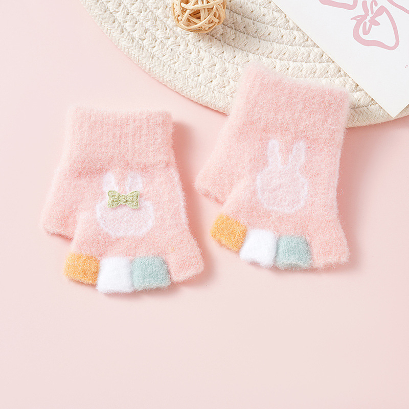 Bebe zimske rukavice s pola prsta, 0-3 godine, unisex, pletene, jacquard, s motivom soba, zadržavaju toplinu