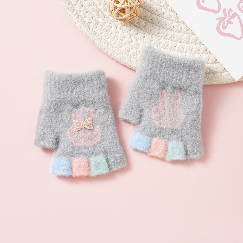 Bebe zimske rukavice s pola prsta, 0-3 godine, unisex, pletene, jacquard, s motivom soba, zadržavaju toplinu