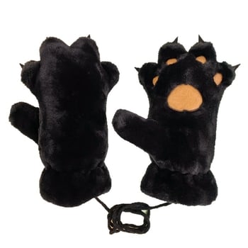 Gyerekeknek készült maci tappancsos plüss kesztyű – akril szálból, melegen tart, tavasz, 4–9 évesek