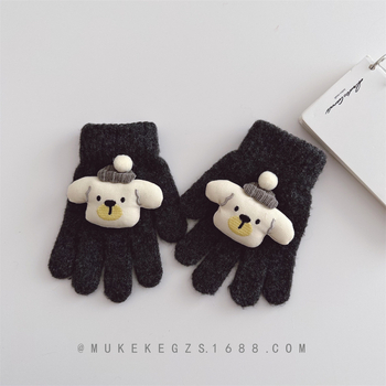 Dječje pletene rukavice s motivom medvjeda, fakultetski stil, akrilno vlakno, unisex, zima.