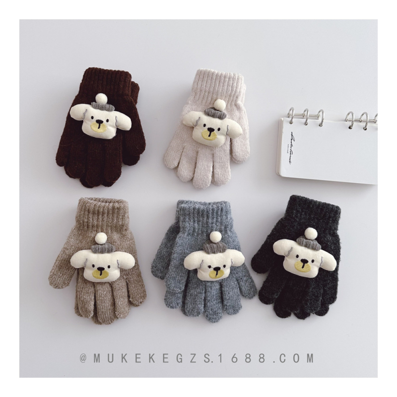 Dječje pletene rukavice s motivom medvjeda, fakultetski stil, akrilno vlakno, unisex, zima.