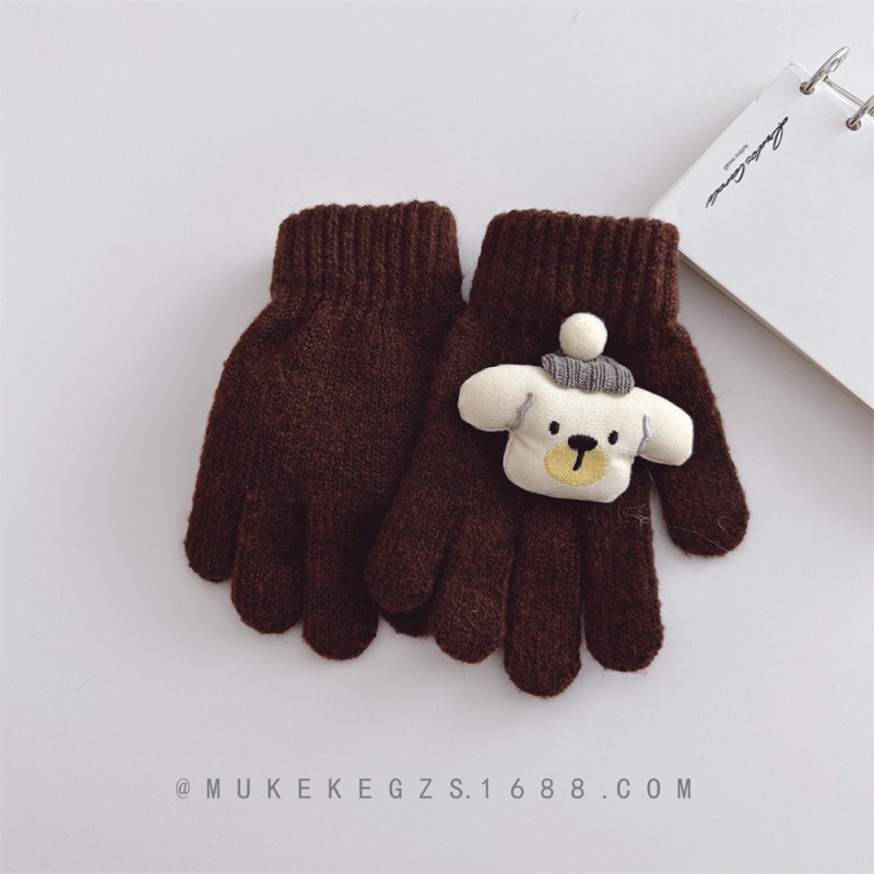 Dječje pletene rukavice s motivom medvjeda, fakultetski stil, akrilno vlakno, unisex, zima.