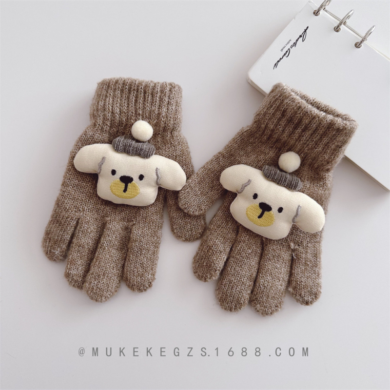 Dječje pletene rukavice s motivom medvjeda, fakultetski stil, akrilno vlakno, unisex, zima.