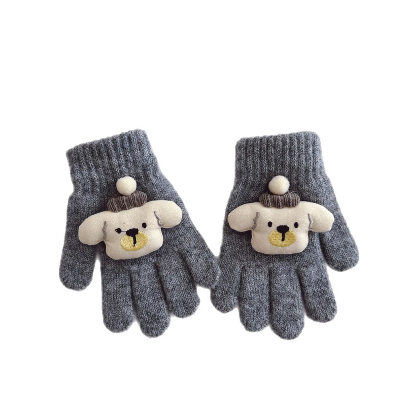 Dječje pletene rukavice s motivom medvjeda, fakultetski stil, akrilno vlakno, unisex, zima.
