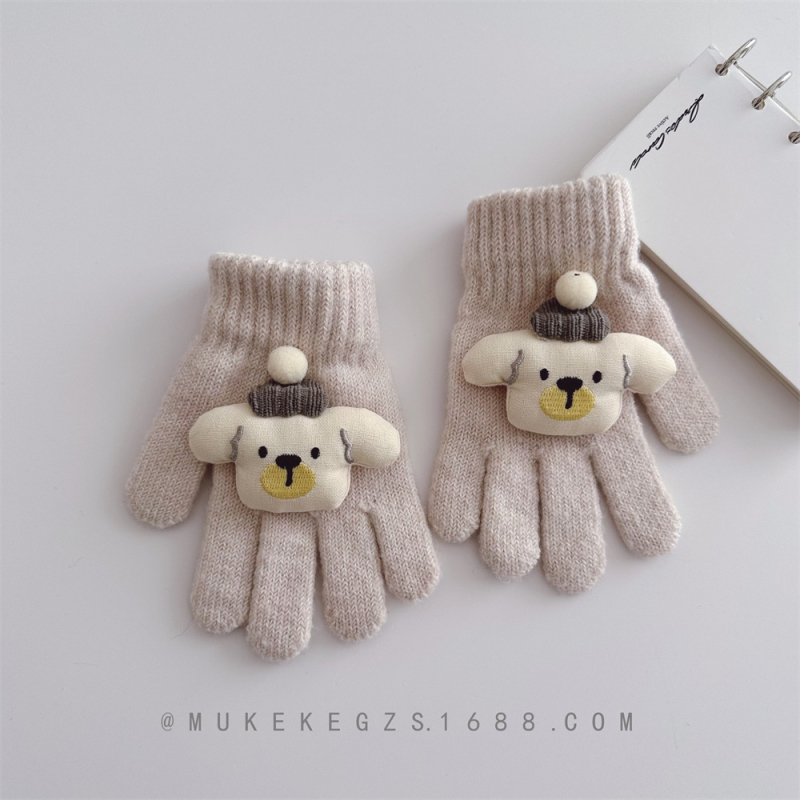 Dječje pletene rukavice s motivom medvjeda, fakultetski stil, akrilno vlakno, unisex, zima.