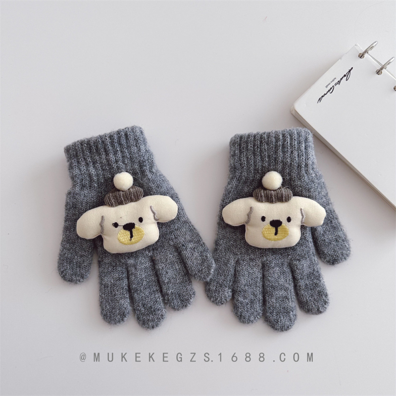 Dječje pletene rukavice s motivom medvjeda, fakultetski stil, akrilno vlakno, unisex, zima.