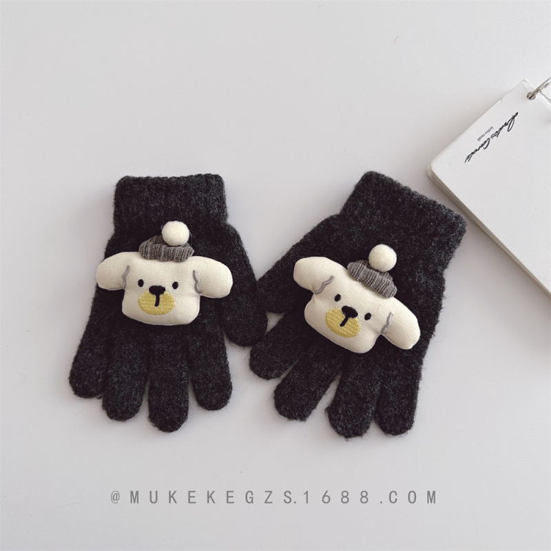 Dječje pletene rukavice s motivom medvjeda, fakultetski stil, akrilno vlakno, unisex, zima.