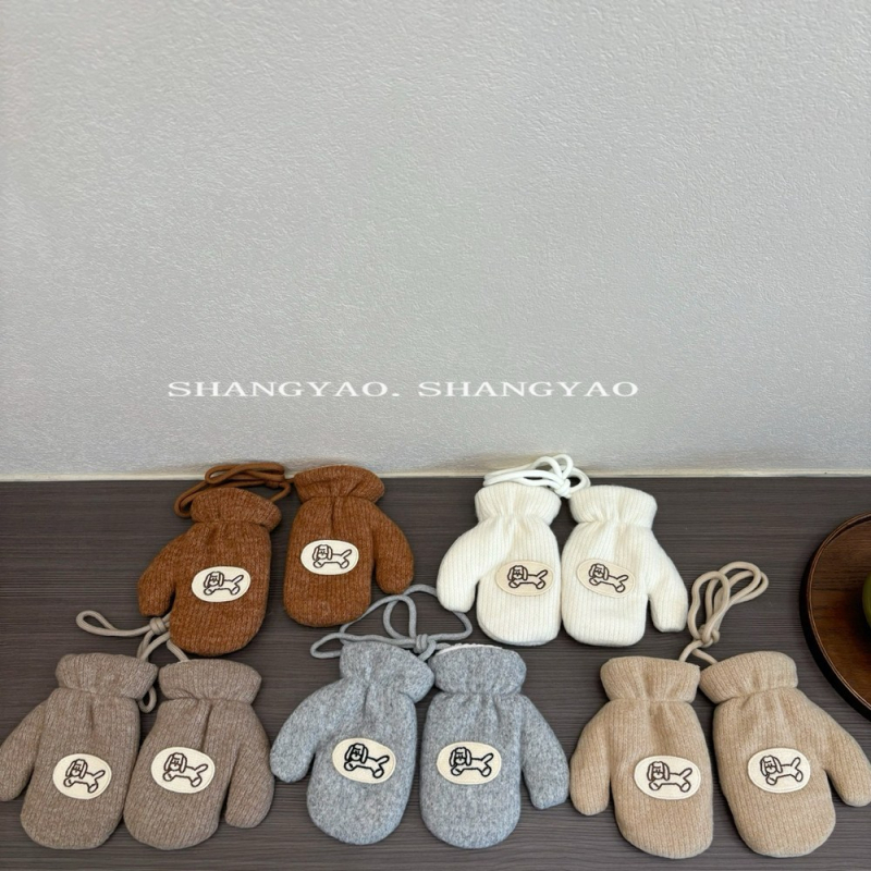 Dječje zimske pletene rukavice - korejski stil, unisex, s fleece podstavom, otporne na vjetar, za uzrast 2–6 godina