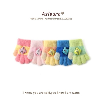 Mănuși pentru copii cu cinci degete, unisex, acrilic, jacquard, calde și rezistente la vânt, pentru iarnă și toamnă, 2–12 ani.