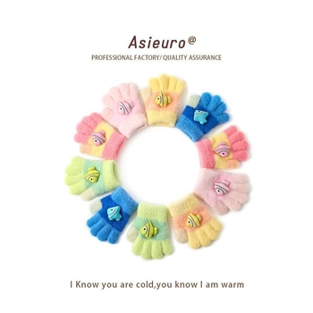 Mănuși pentru copii cu cinci degete, unisex, acrilic, jacquard, calde și rezistente la vânt, pentru iarnă și toamnă, 2–12 ani.