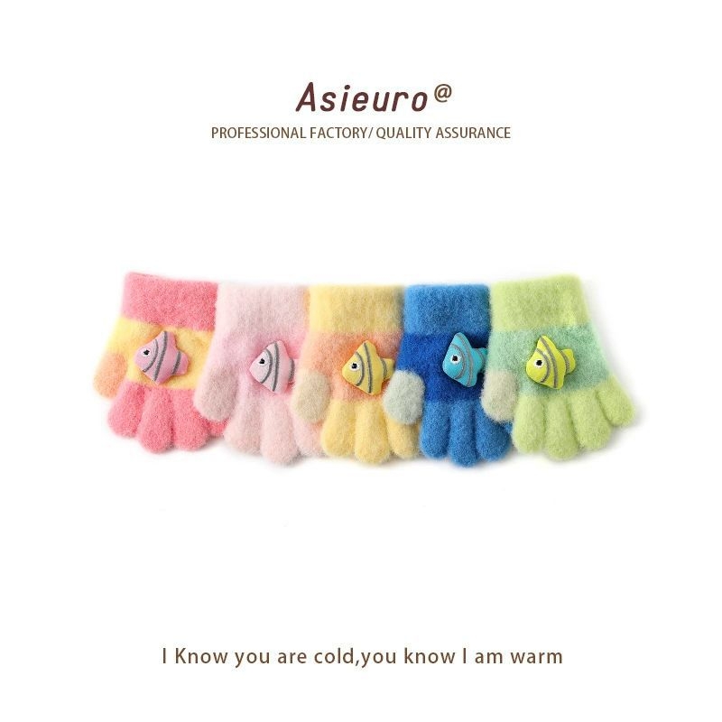 Mănuși pentru copii cu cinci degete, unisex, acrilic, jacquard, calde și rezistente la vânt, pentru iarnă și toamnă, 2–12 ani.