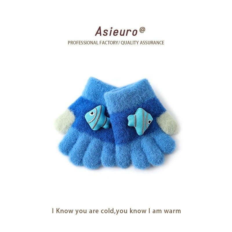 Mănuși pentru copii cu cinci degete, unisex, acrilic, jacquard, calde și rezistente la vânt, pentru iarnă și toamnă, 2–12 ani.