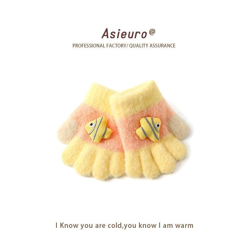 Mănuși pentru copii cu cinci degete, unisex, acrilic, jacquard, calde și rezistente la vânt, pentru iarnă și toamnă, 2–12 ani.