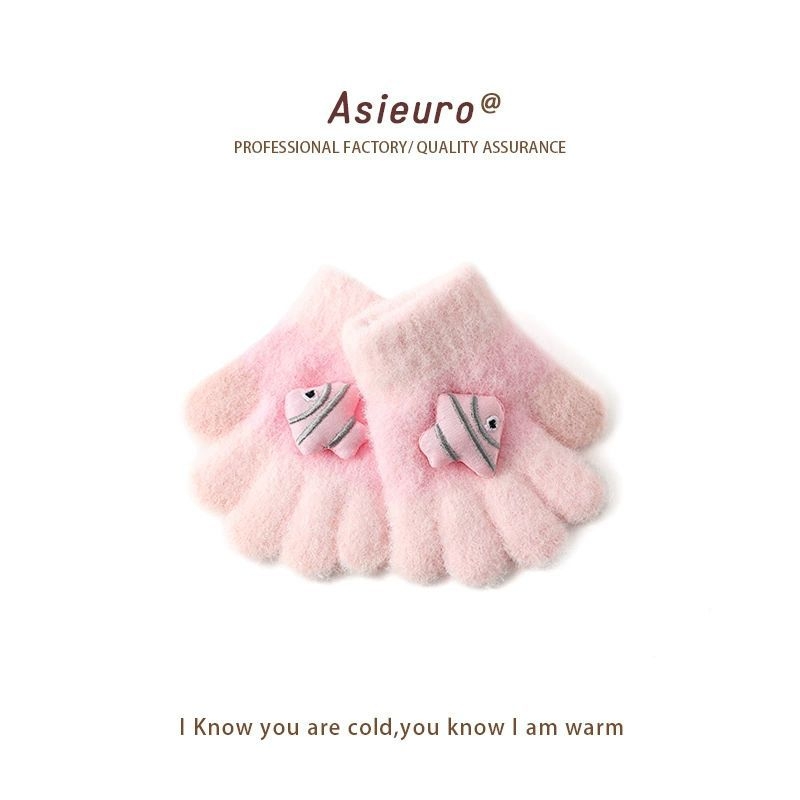 Mănuși pentru copii cu cinci degete, unisex, acrilic, jacquard, calde și rezistente la vânt, pentru iarnă și toamnă, 2–12 ani.