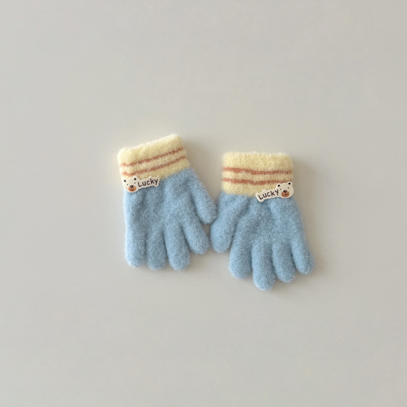 Laste kinnas jagatud sõrmedega, kootud, karikatürmustriga, hoiab sooja, unisex, 1–3 aastat, talv