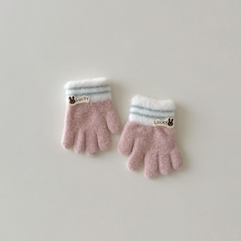 Laste kinnas jagatud sõrmedega, kootud, karikatürmustriga, hoiab sooja, unisex, 1–3 aastat, talv