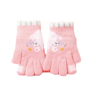 Laste kudumised kindad karikatuuriga ja eraldi sõrmedega; vanus 5–12 aastat; hoiab sooja